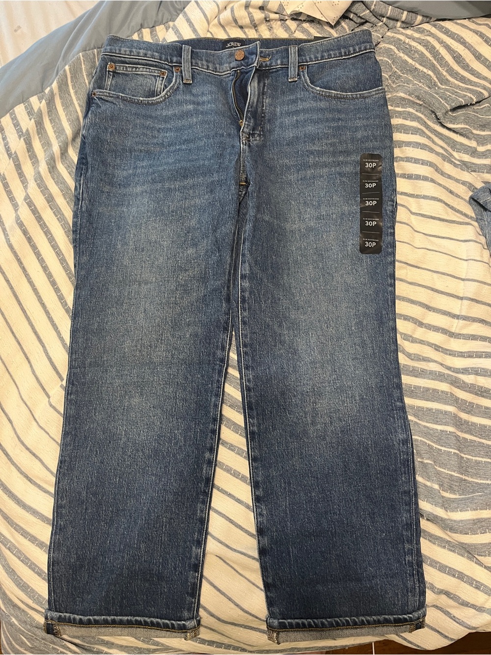J. Crew womens boyfriend cropped Jeans in Medium Indigo Blue